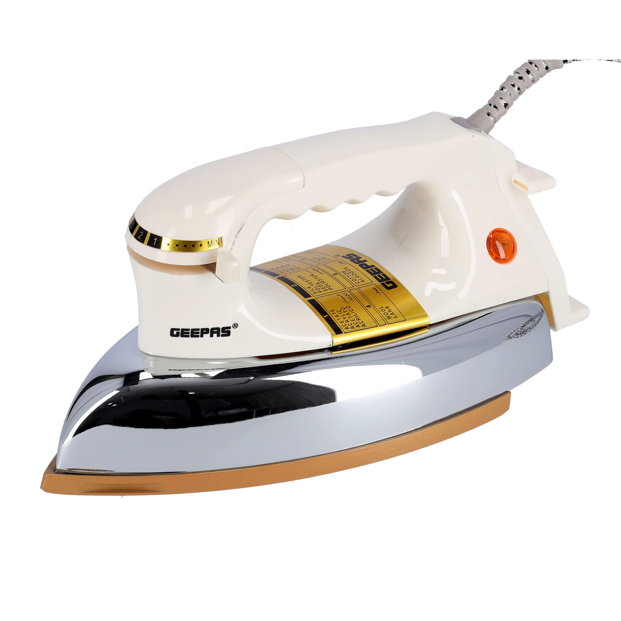 Buy Geepas Dry Iron 1200W NonStick Golden Teflon Sole Plate 60
