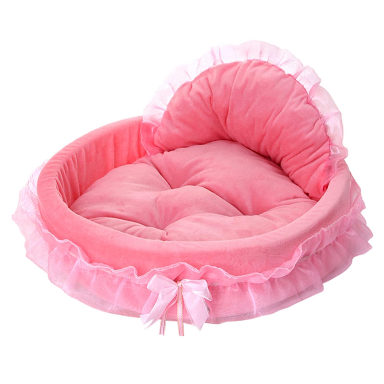 pawstrip Pink Dog Bed Washable Princess Cat Couch Soft Plush Pet Sofa Nest Mat Snuggle Kitten Puppy Cave Beds Cute Cozy Kitten Doggy Kennel Cushion Small Medium Dogs Cats Sleeping Pad (54x46x25cm)