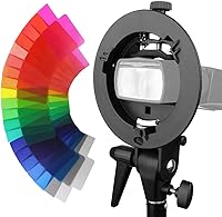 Vista 1 de Godox Soporte tipo S Bowens Mount Holder con 20 piezas de filtro de luz de gel para Speedlite Flash Snoot Softbox Honeycomb