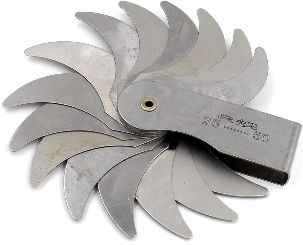 16 Blades Set Concave/Convex Arc Gage R25-50mm Inspection Tool Rustproof and Portable