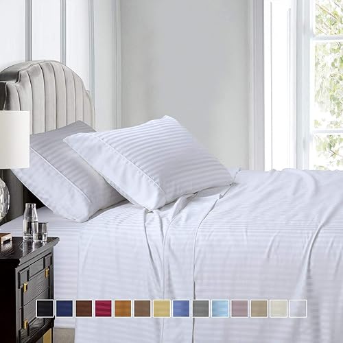Juego de sábanas tamaño Queen  4 piezas  Sábanas  Fácil de ajustar (7-9 pulgadas) Bolsillo profundo 900 hilos 100% algodón egipcio (Queen  60 x 80