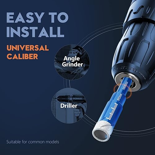 Miniatura 5 de 5 brocas de núcleo de diamante seco de 316 pulgadas para baldosas de porcelana, granito, mármol, vidrio, materiales duros, kit de sierra de agujero