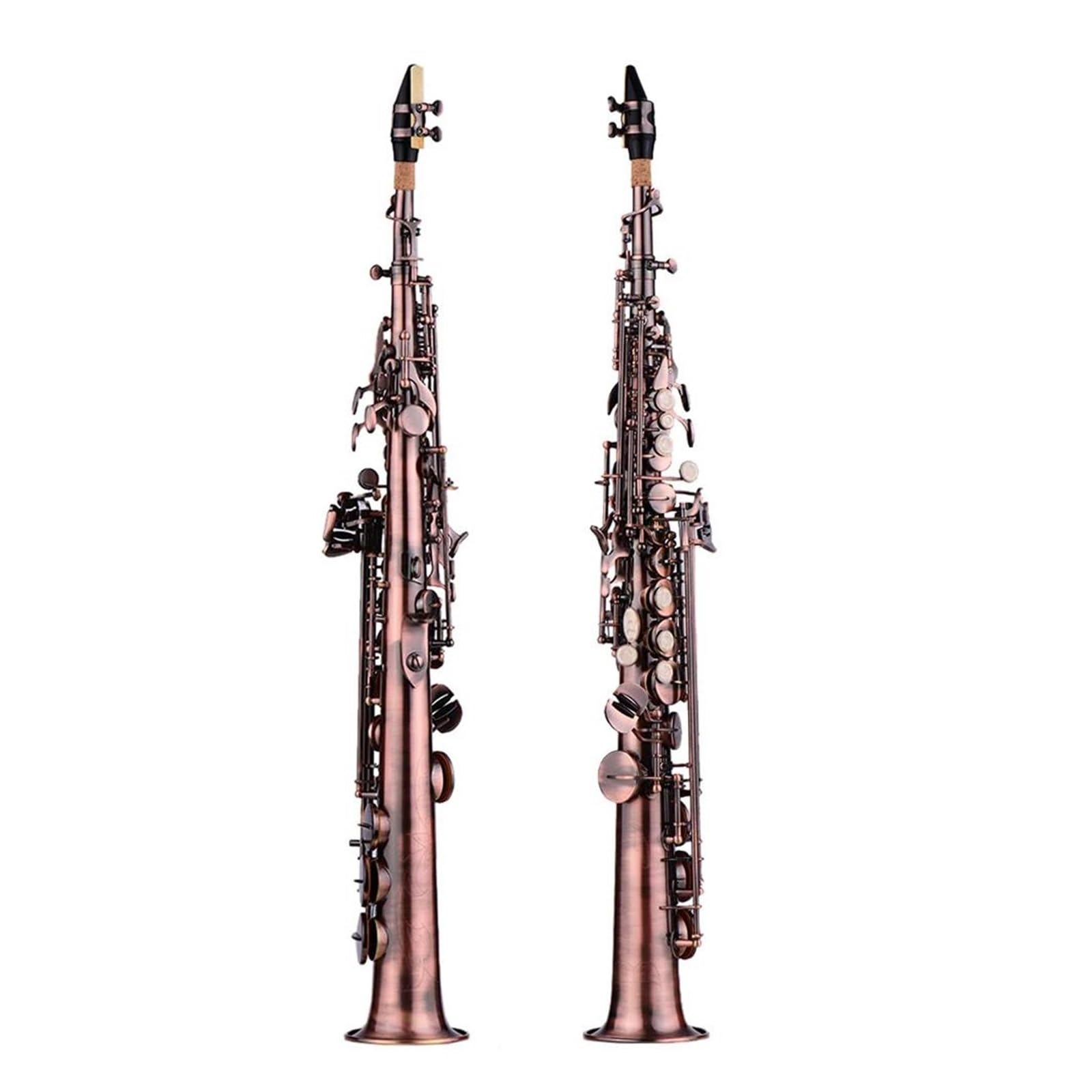 Sassofoni Sassofono Soprano Si Bemolle A Tubo Dritto Professionale In Ottone Nichelato Con Custodia Guanti E Panno