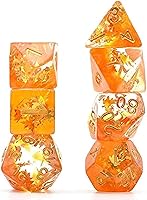 Vista 13 de Cusdie DND - Juego de dados poliédricos rellenos de engranajes para jugar dados DND (Galaxy con engranajes dorados)