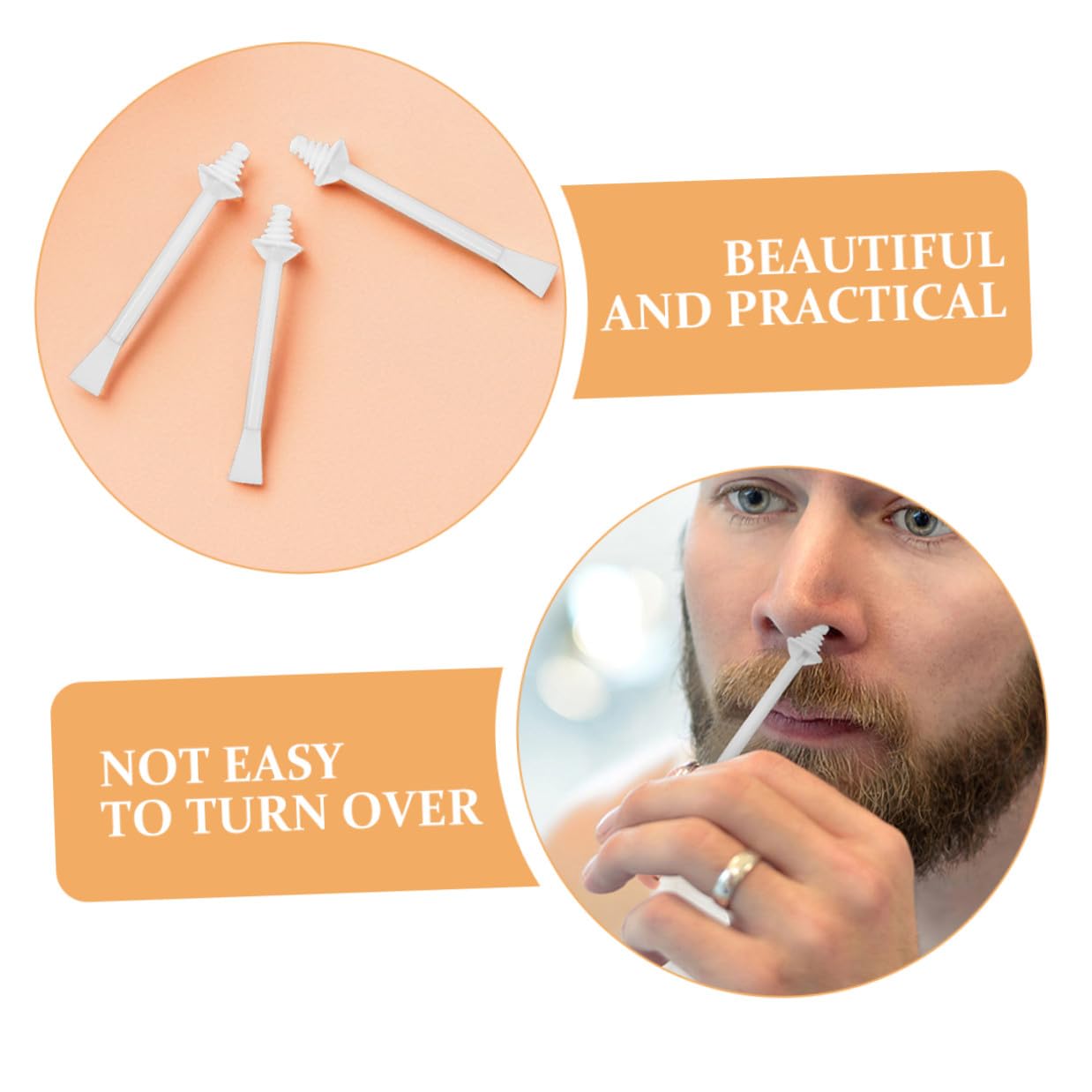 BETOOKY 100pcs Dual-ended Nose Wax Applicators for Precise Hair Removal, Gentle and Safe for Nostril and Face, Pp Material Spiral Structure, for Facial and Nasal Cleaning