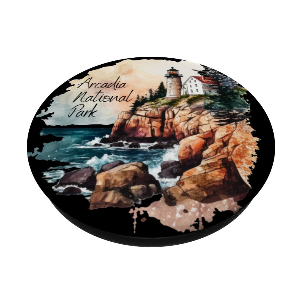 Arcadia National Park is Main Souviner is Travel Adventure PopSockets Swappable PopGrip, Black - Image 2