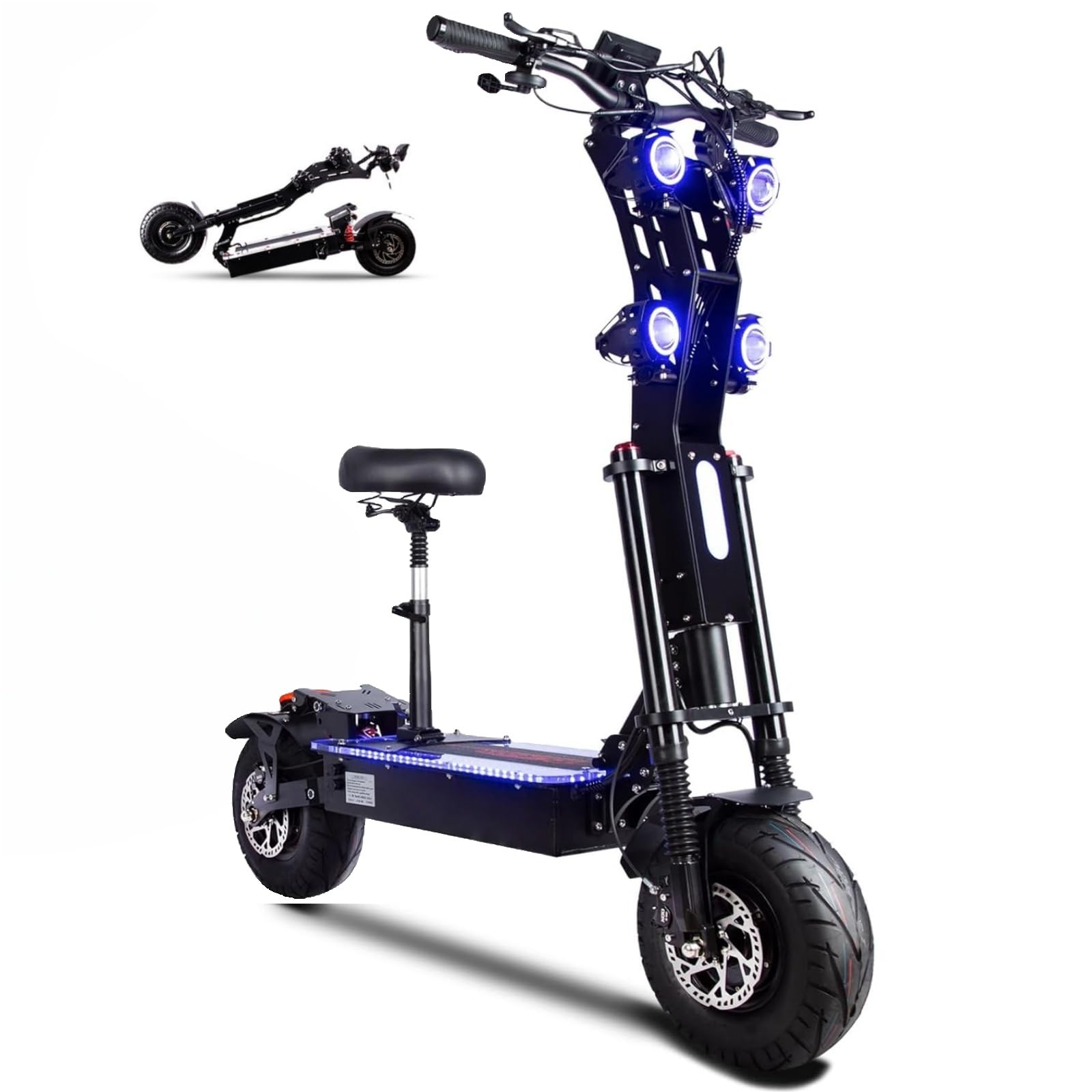 72v 10000w Foldable Dual Motor Electric Scooter for Adults 75 Miles 72V 40Ah Battery 13 Road Tires Hyper