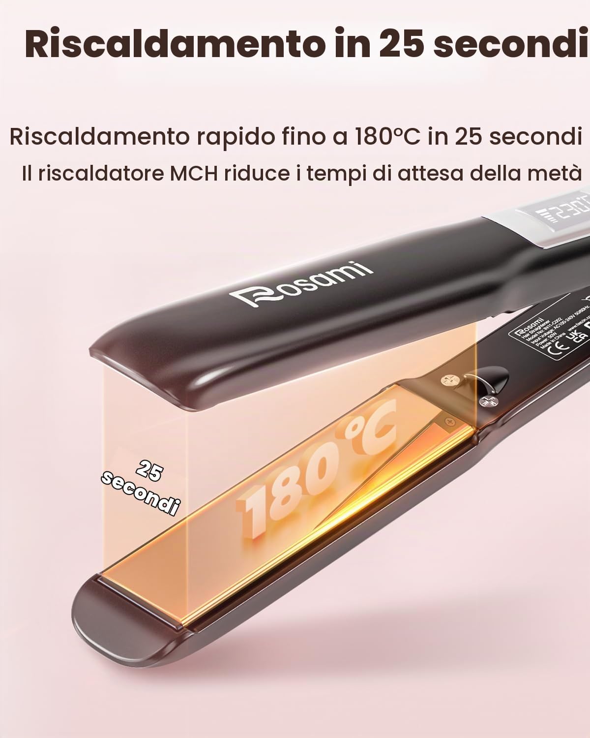 Piastra per Capelli 2 in 1 al Titanio, Ionica e Ultra Lucente, Riscaldamento Rapido 20s, Display LCD, Per Lisciare, Arricciare e Onde Perfette (Argento)