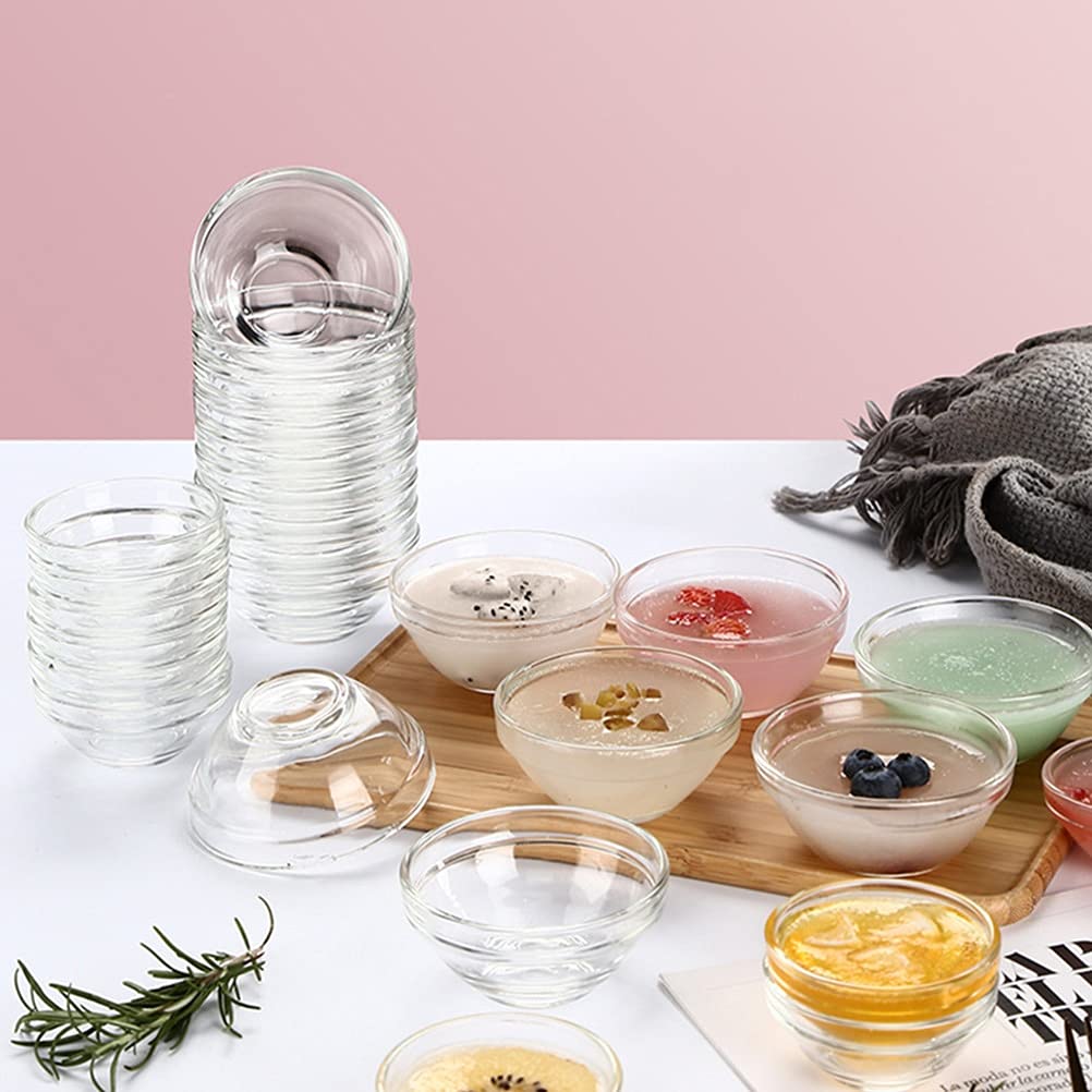 Salatschüssel 6 stücke Glas Schüssel Set Practicall Durable Glas Pudding Schüsseln Gelee Schüsseln Lebensmittelbehälter Dessertschalen for Freunde Mitarbeiterin Familie Servierschale