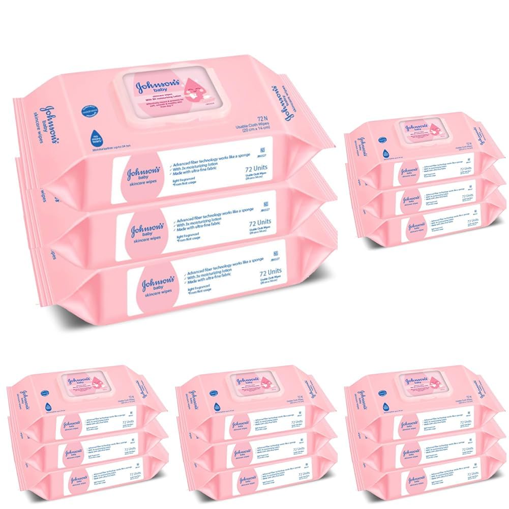 Johnson's Baby Wet Wipes | 216 Wipes | Alcohol & Soap Free | Prevents Rashes & Redness | with 3X Moisturising Lotion | As Mild as Pure Water | Enriched with Glycerin | (Pack of 5)-image-14