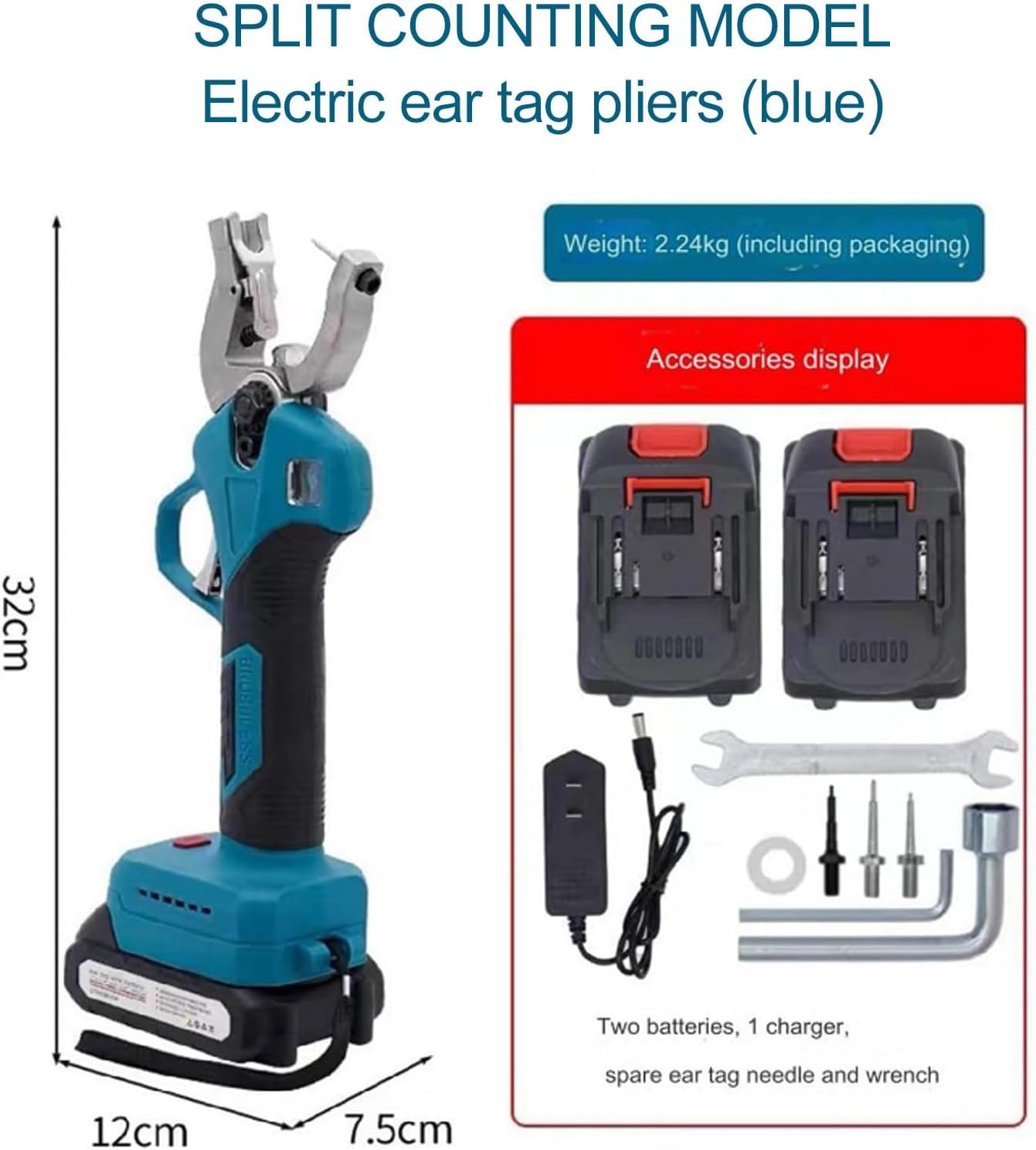 Aplicador Eléctrico Inalámbrico De Crotales para Orejas - Marcador Rápido para Animales, Cerdos, Vacas Y Ovejas, Herramienta De Identificación para Ganado De Granja D