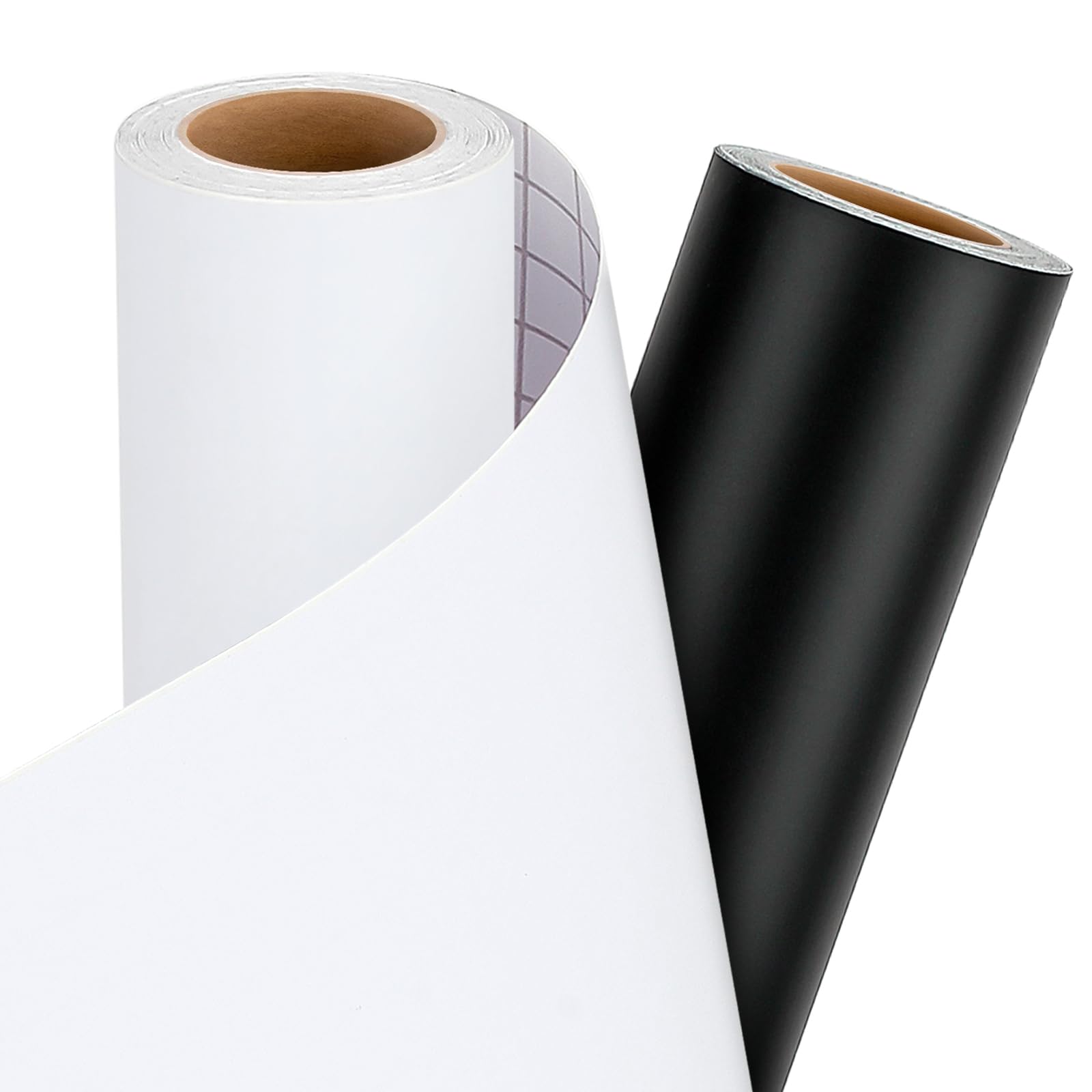 IModeur Lámina de vinilo para ploter (30,5 x 458 cm), color blanco y negro mate, 2 rollos autoadhesivos para Cricut Machines, Silhouette Cameo