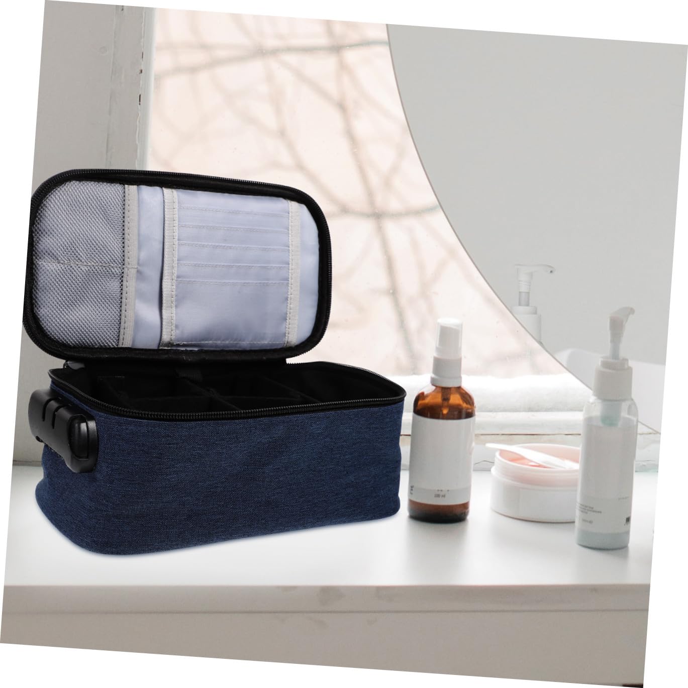 Trousse De Voyage Multifonctionnelle à Compartiments De Rangement Cosmétique Portable avec Fermeture Éclair Organiseur Pratique pour Toiletries Et Accessoires De Maquillage pour