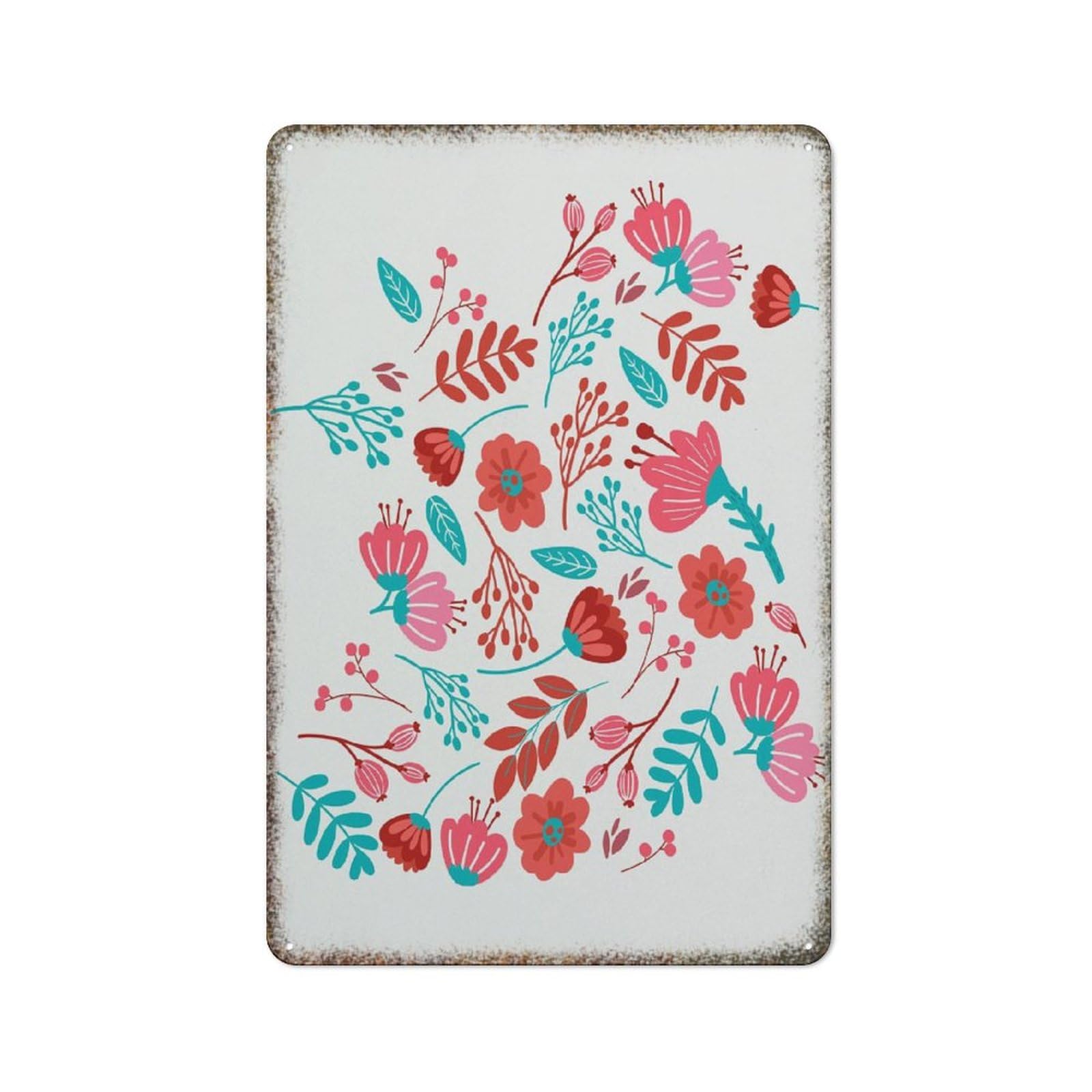 Red Flower Market Simple Style Metal Sign Farmhouse Home Cafe Bar Household Artistic Wall Decor 8x12 Inch