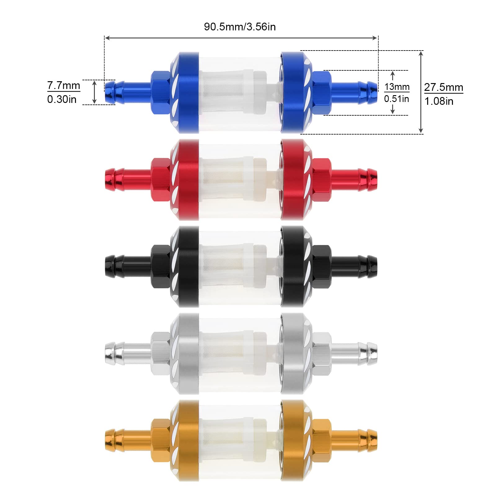 Filtre à Carburant Universel 1PZ 8mm - Pour Moto, Tondeuse, ATV | Verre Transparent, 25-40 Microns