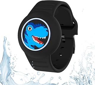 for AirTag Bracelet for Kids Waterproof, Soft Silicone Air Tag Holder for Kids Lightweight GPS Tracker Wristband Compatible with Apple Airtag Watch Band for Child (1pcs-Black)