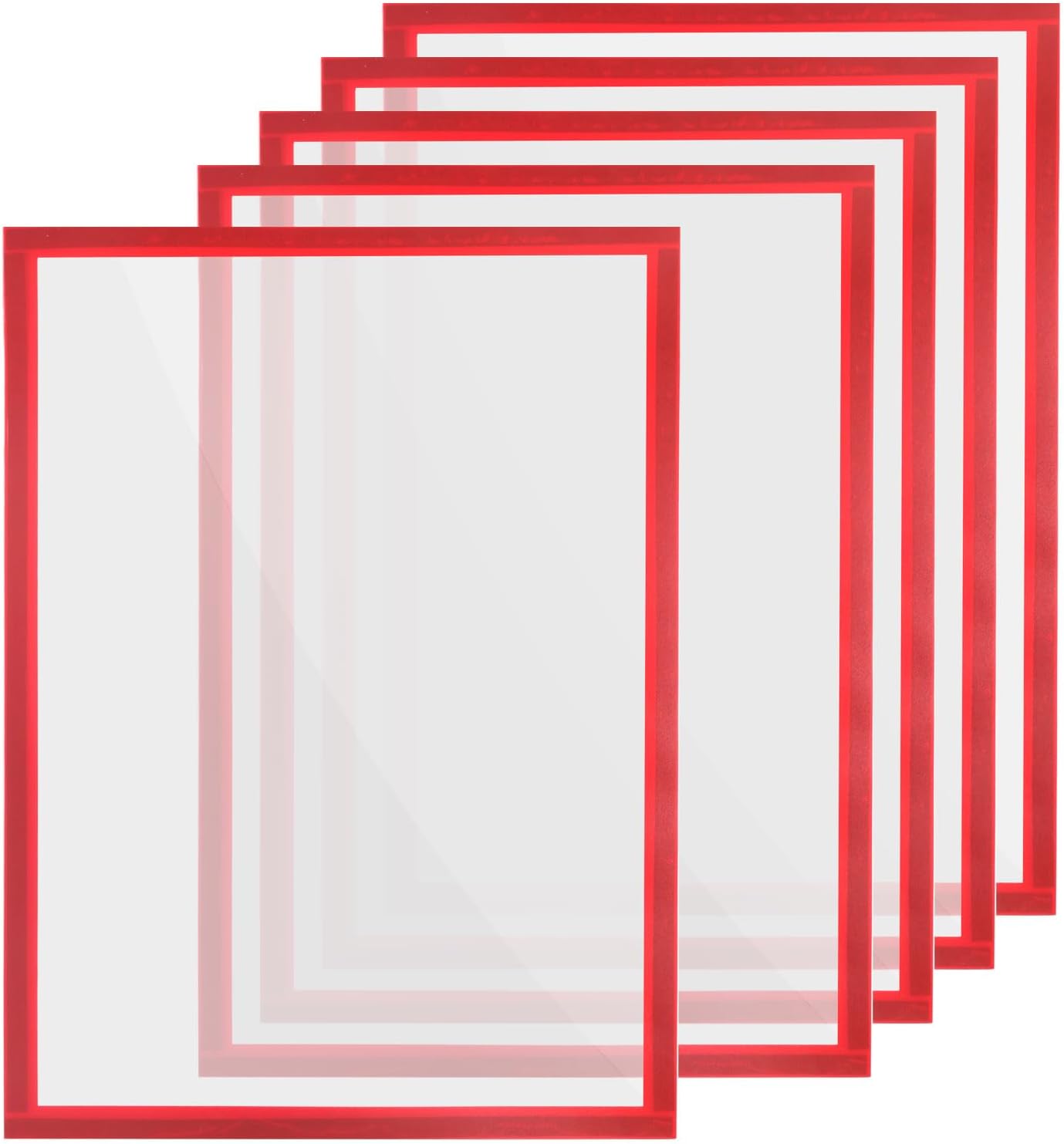 YOKIVE 5 Pcs Magnetic Picture Frame, Magnetic Sign Holder Photo Frame Self-Adhesive Display Great for Fridge Window Wall, 11 x 17, Red