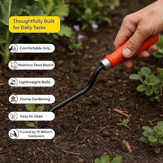 Image of Gardening Hand Weeder Tool | Heavy Duty Iron with Ergonomic Handle | Durable Weed Remover for Lawn, Vegetable Garden & Root Extraction(GTK)
