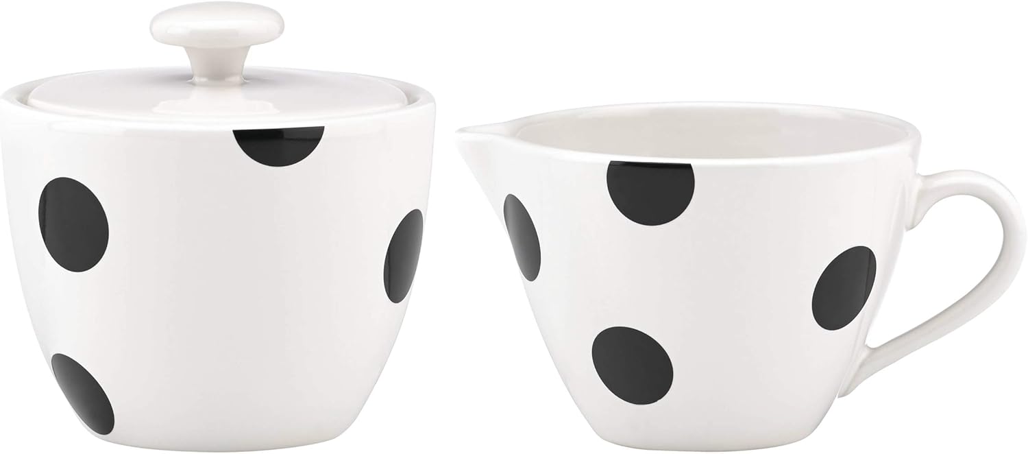 Kate Spade Deco Dot Sugar and Creamer Set, 1.70 LB, White
