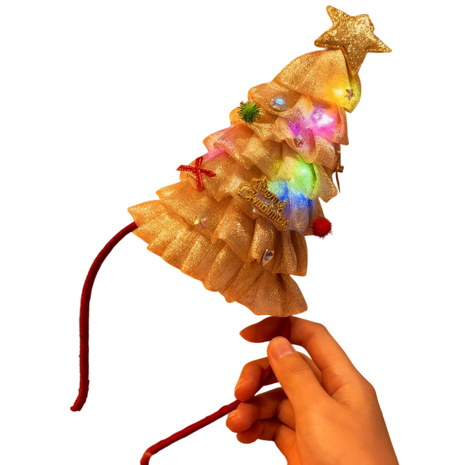 MICFENY Glowing Christmas Hairband Hair Clip Battery Operated Lighted Headdress Hairpin For Women Girls Holiday Event