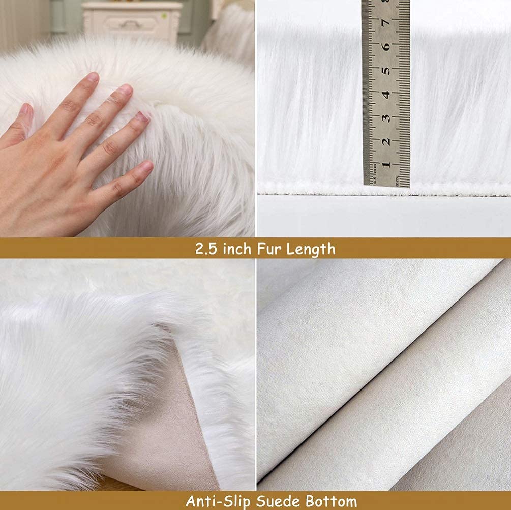 Dywan włochaty, wełniany antypoślizgowy miękki puszysty dywan podłogowy pluszowe wygodne puszyste dywaniki do salonu sypialnia przedszkole (White 3.3x6 feet (100x180 cm))