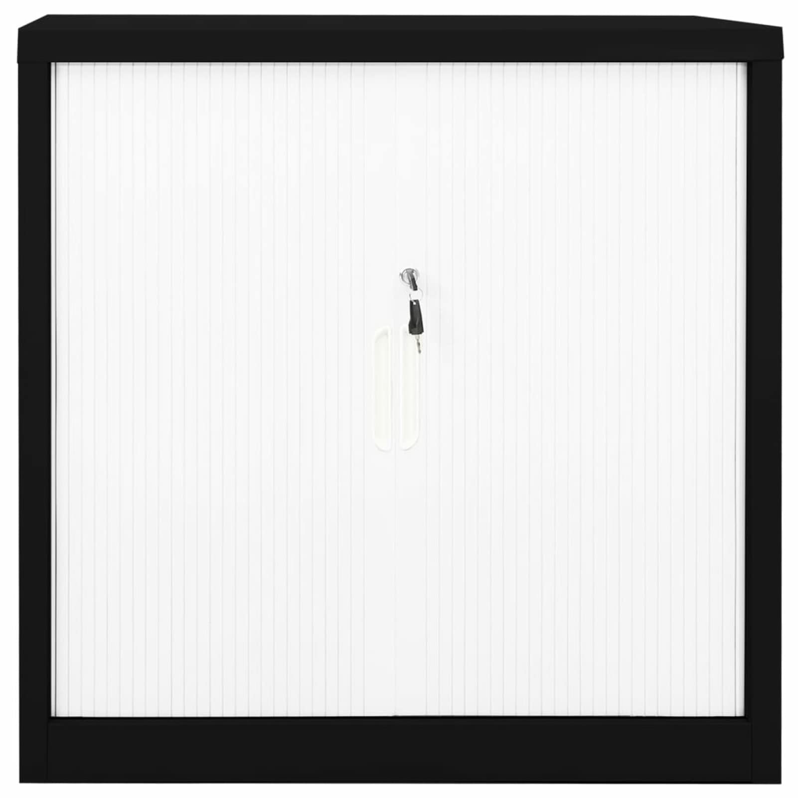 Armario de Acero con Puertas Correderas, 90x40x90 cm, Negro, 2 Estantes Ajustables, Capacidad 90 kg, para Salón, Dormitorio, Oficina
