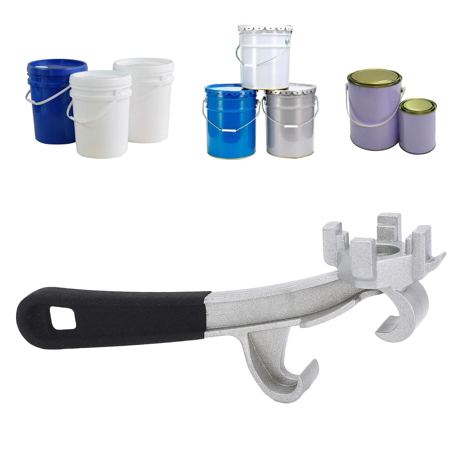 Aluminum Bucket Opener, 5 Gallon Pail Lid Wrench for Metal Can, Drum, Water, Fuel Barrels with Non-Slip Handle, Resistant
