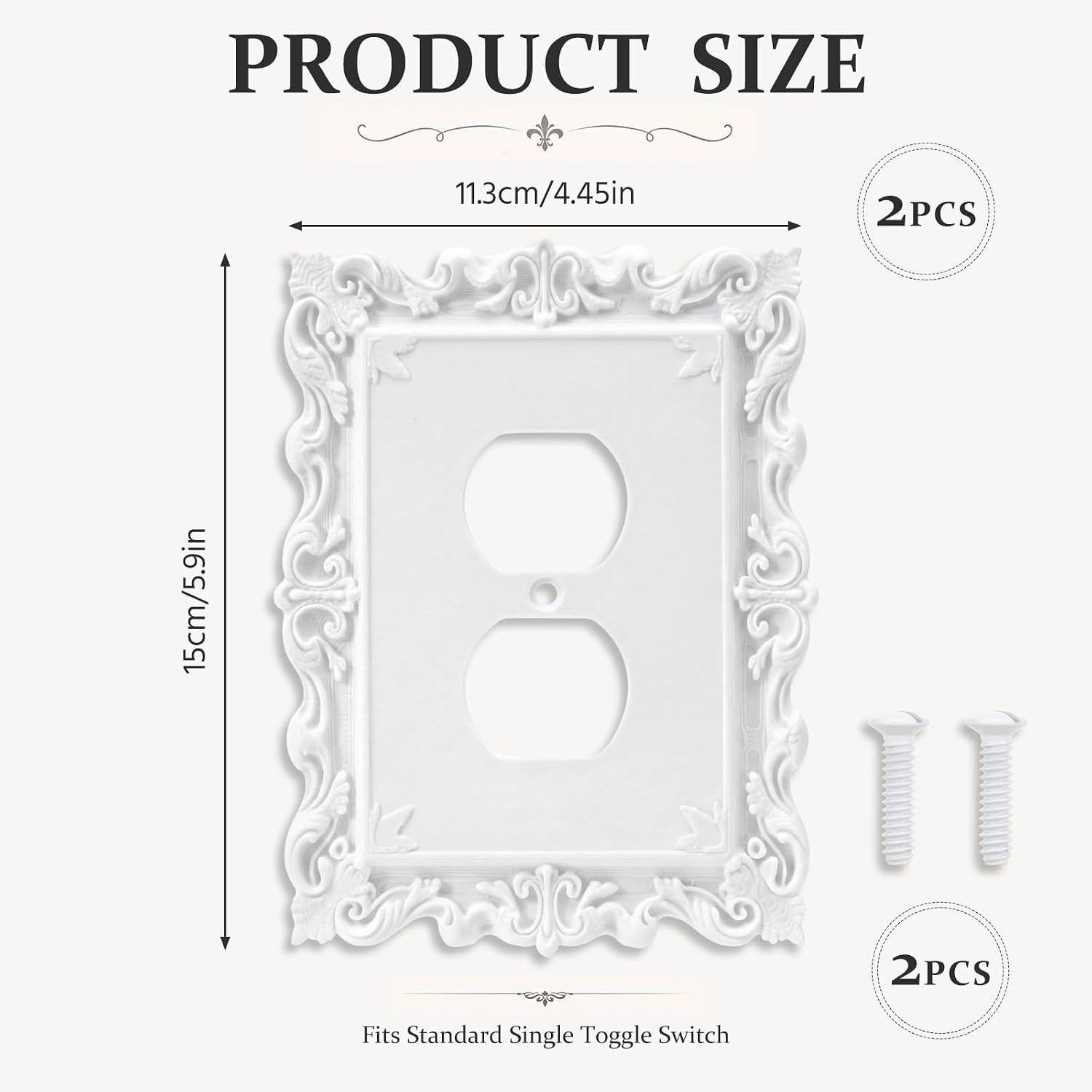 2 Pack Light Switch Cover Plates,Duplex,4.45 x 5.9 Inches