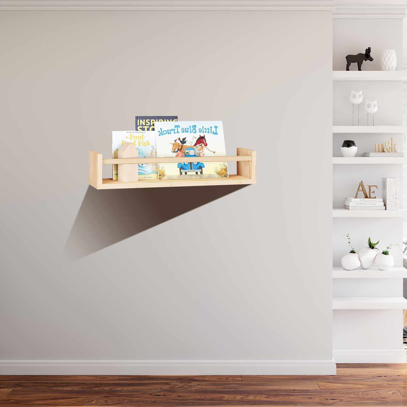 Libreria sospesa parete legno massiccio 41,5 cm set 3 pezzi per cameretta bambini