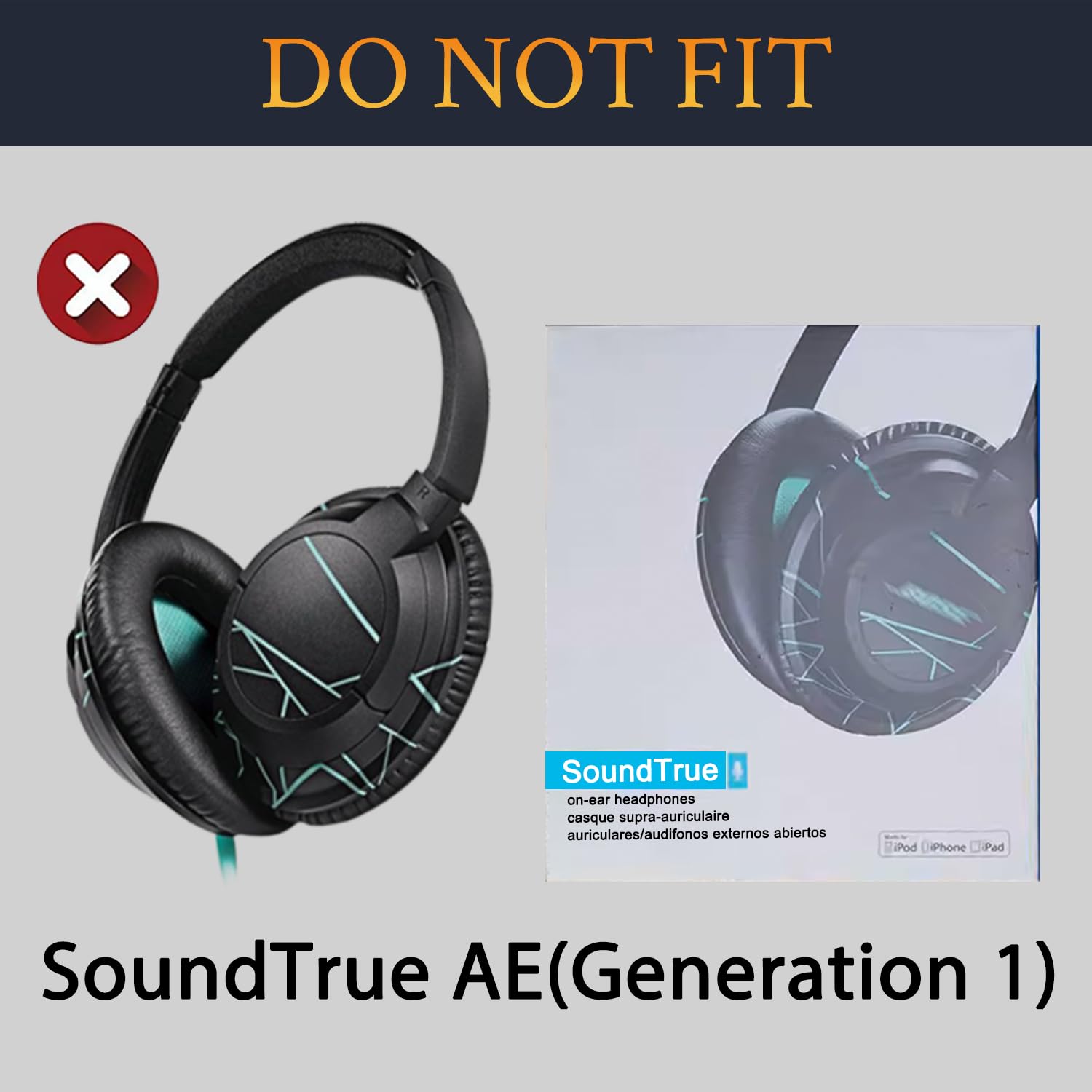 SOULWIT Zestaw zamienny do Bose SoundTrue Around-Ear II (Sound True AE2) słuchawek, poduszki nauszne earpads cushions + pałąk headband + silikonowa osłona nauszników