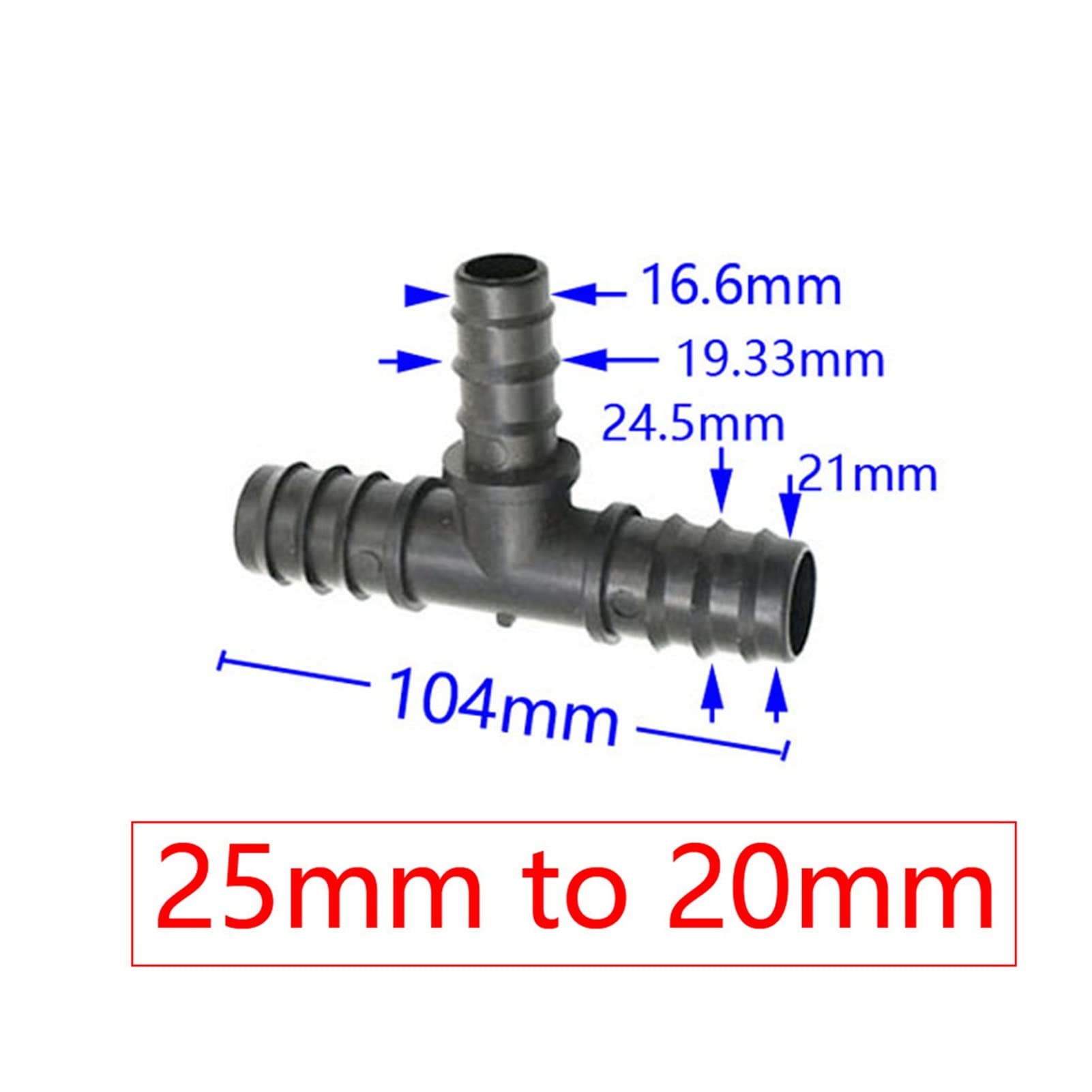 Conector de Grifo de Manguera de jardín 30 Piezas de en Forma de T 25 mm a 20 mm a 16 mm Reductor de Manguera de jardín tee Conector de tee Barb 1"3/4" 1/2"MANIFOLUCIÓN DE tee