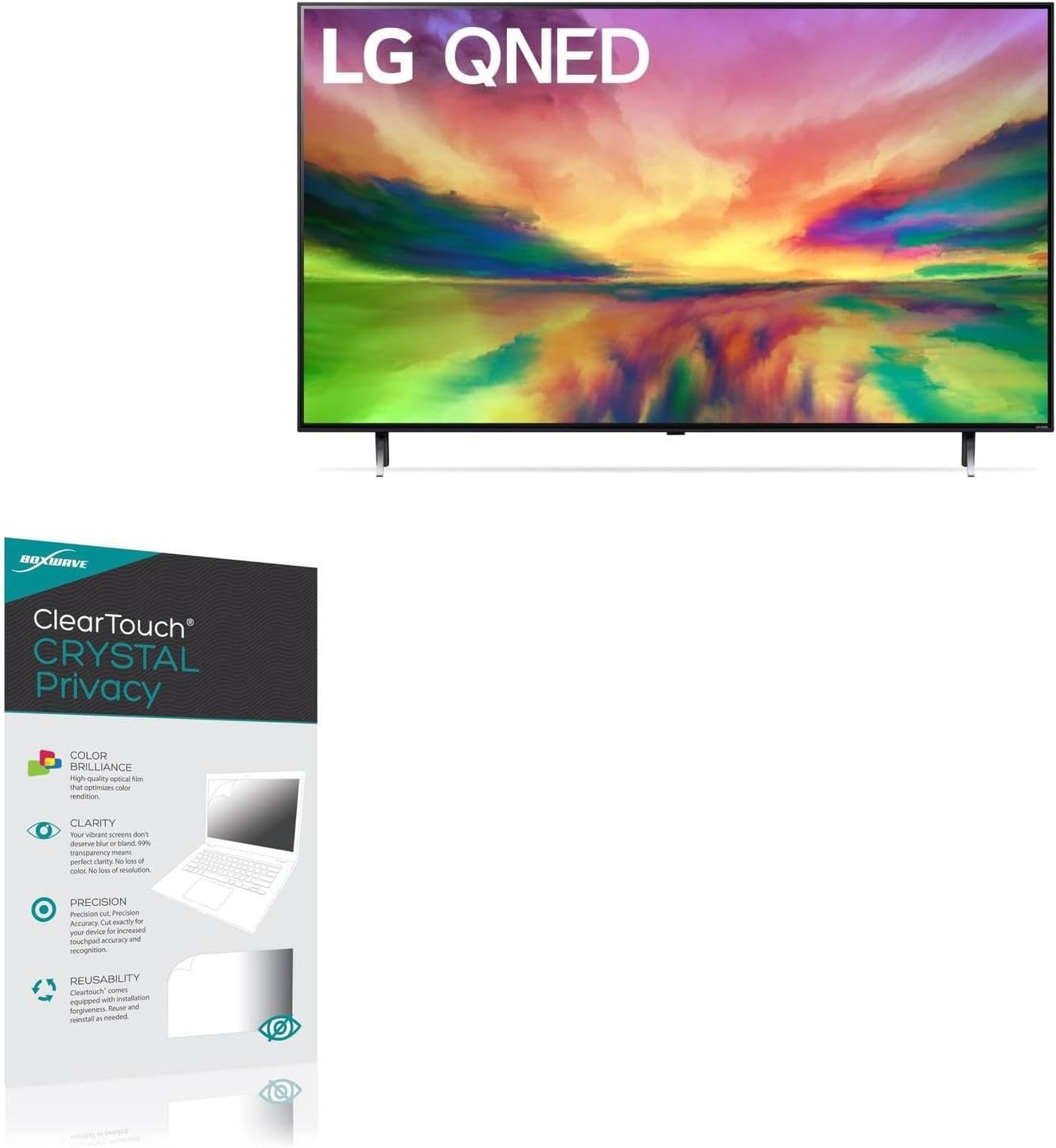 BoxWave Screen Protector Compatible With LG 32LT662VBUC (32 in) - ClearTouch Crystal Privacy (2-Pack), Privacy Screen Protector Flexible Film Clear