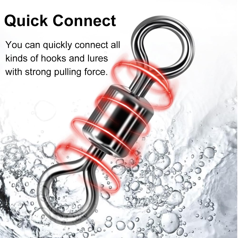 TopHomer 100 conectores giratorios de pesca de alta resistencia, color negro, para pesca en agua salada, agua dulce, mar