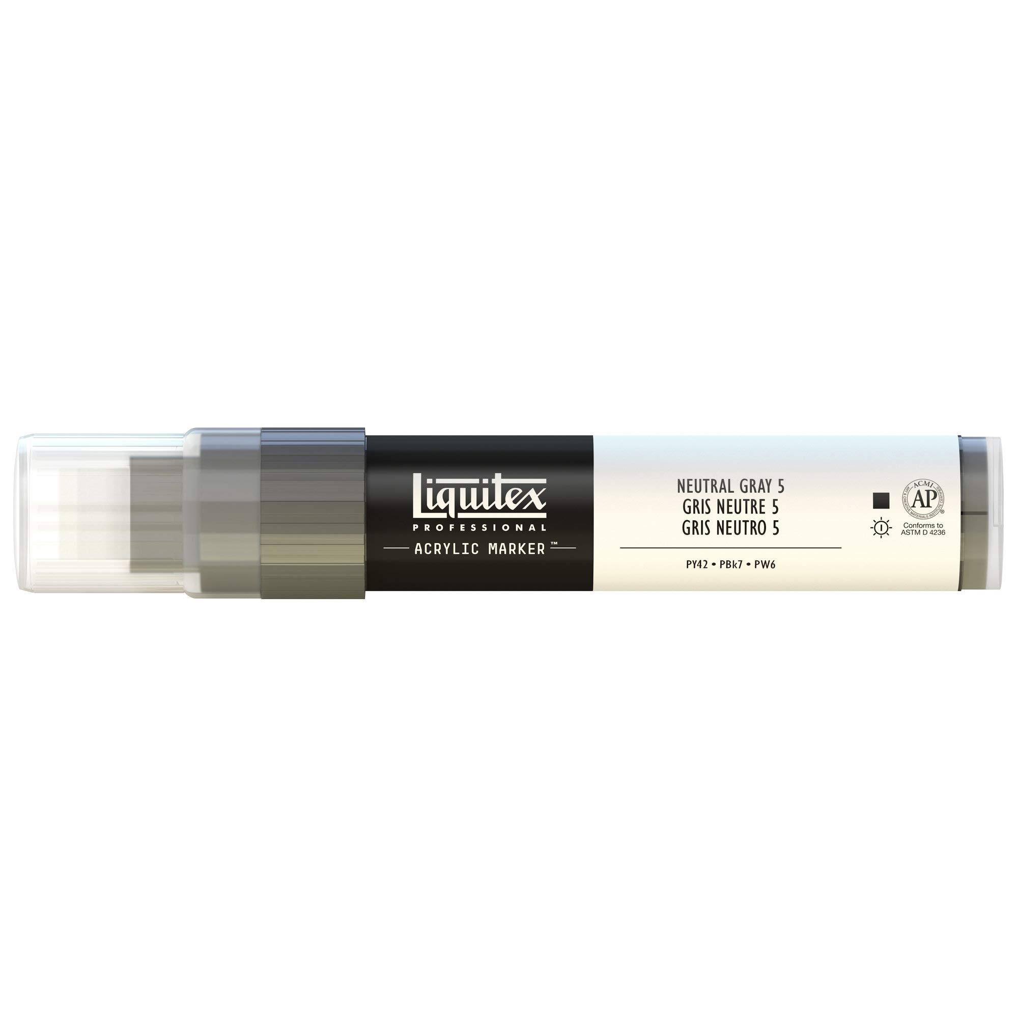 Liquitex Rotulador de Pintura acrílica, Punta Ancha, Gris, 15 mm