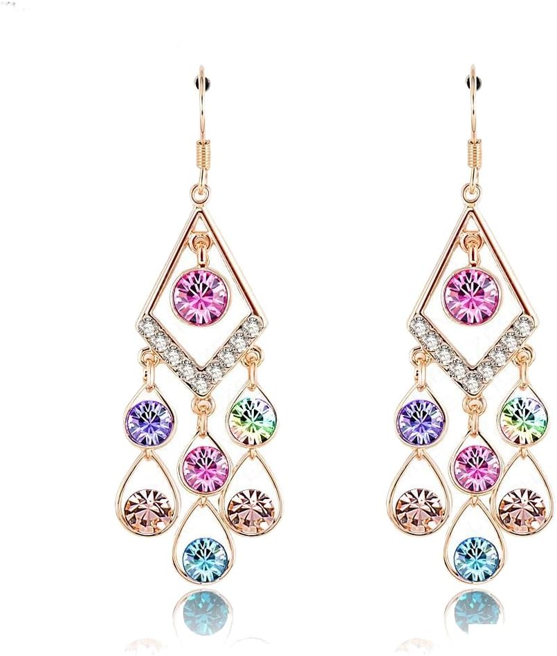 La Vivacita Colours of Life drop earrigns swarovski crystal 18ct gold plated quality gift for women and girls