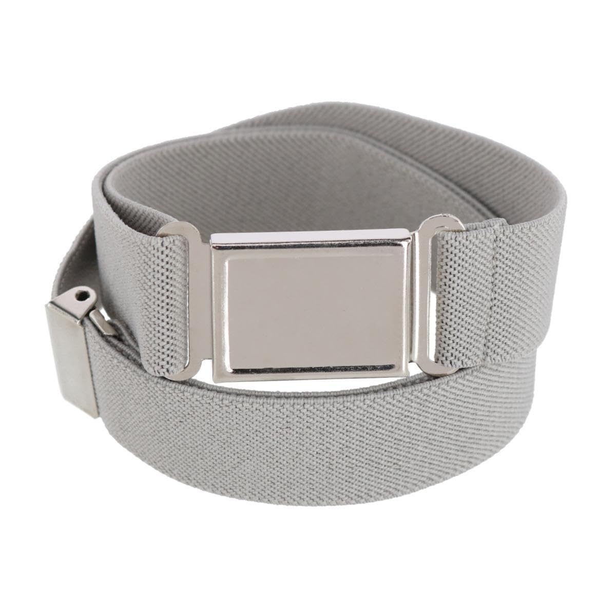 CTM Kids' Adjustable Elastic Belt with Magnetic Buckle, Light Grey