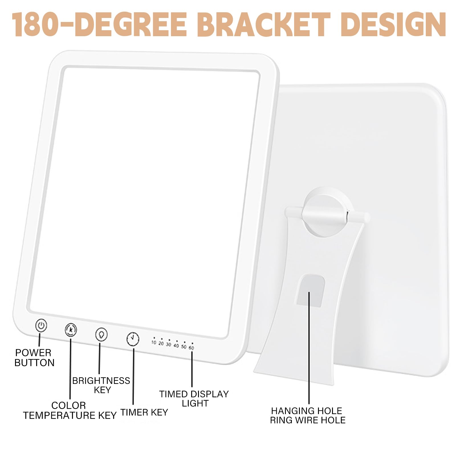 Aicharynic Tageslichtlampe 15000 Lux, UV-freie LED Lichttherapielampe mit 3 Farbtemperaturen, 10 Helligkeitsstufen und 6 Timer, Touch-Control Sonnenlicht Lampe Vollspektrumlampe mit Memory-Funktion