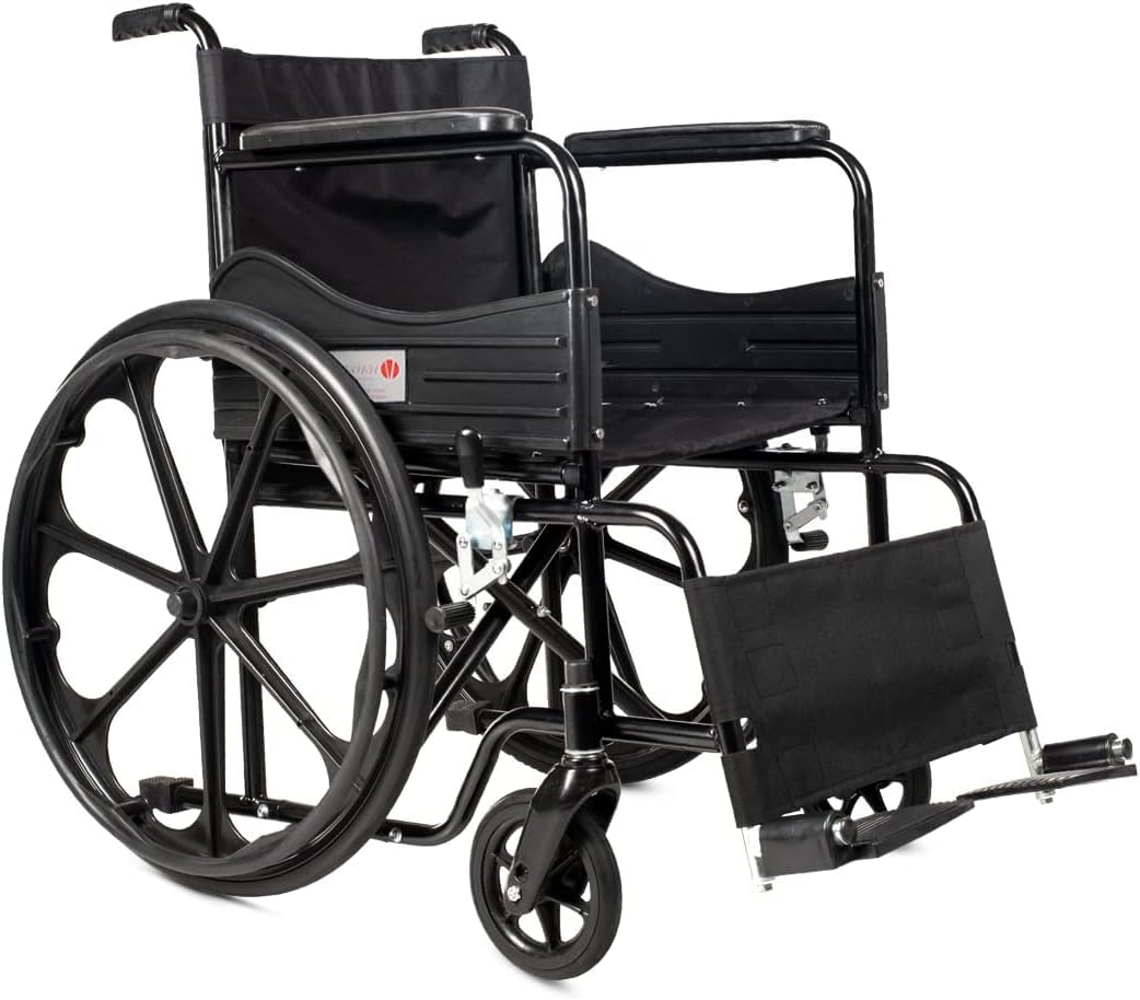 Veayva Folding mag wheel chair with dual break and sharp black colour
