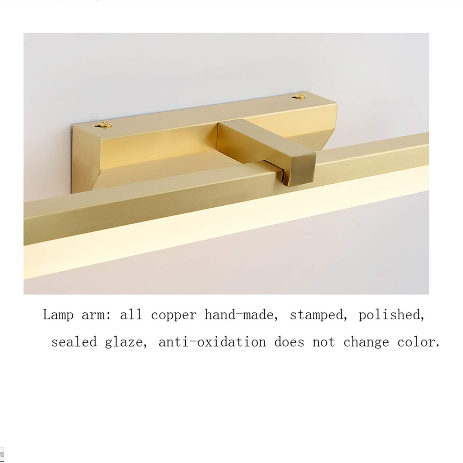 Espejo de Cobre Luz Acrílico Retráctil Led Espejo Faro Lámpara de Maquillaje para baño Tocador Lámpara de Pared Luz (Color : Gold, Size : 30cm)