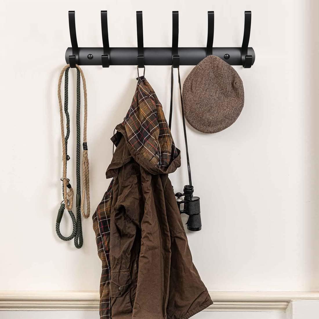 "Black Wall-Mounted Coat Rack with 6 Hooks" - Image 6