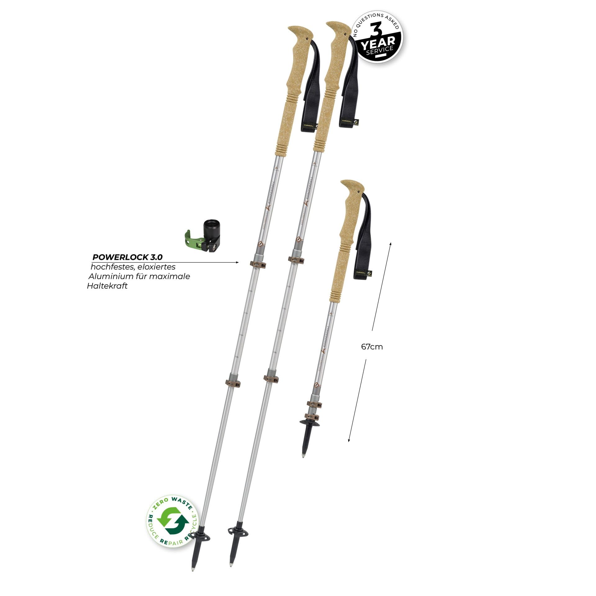 Komperdell Explorer Zero Cork - Bastoncini da trekking, 105-140 cm