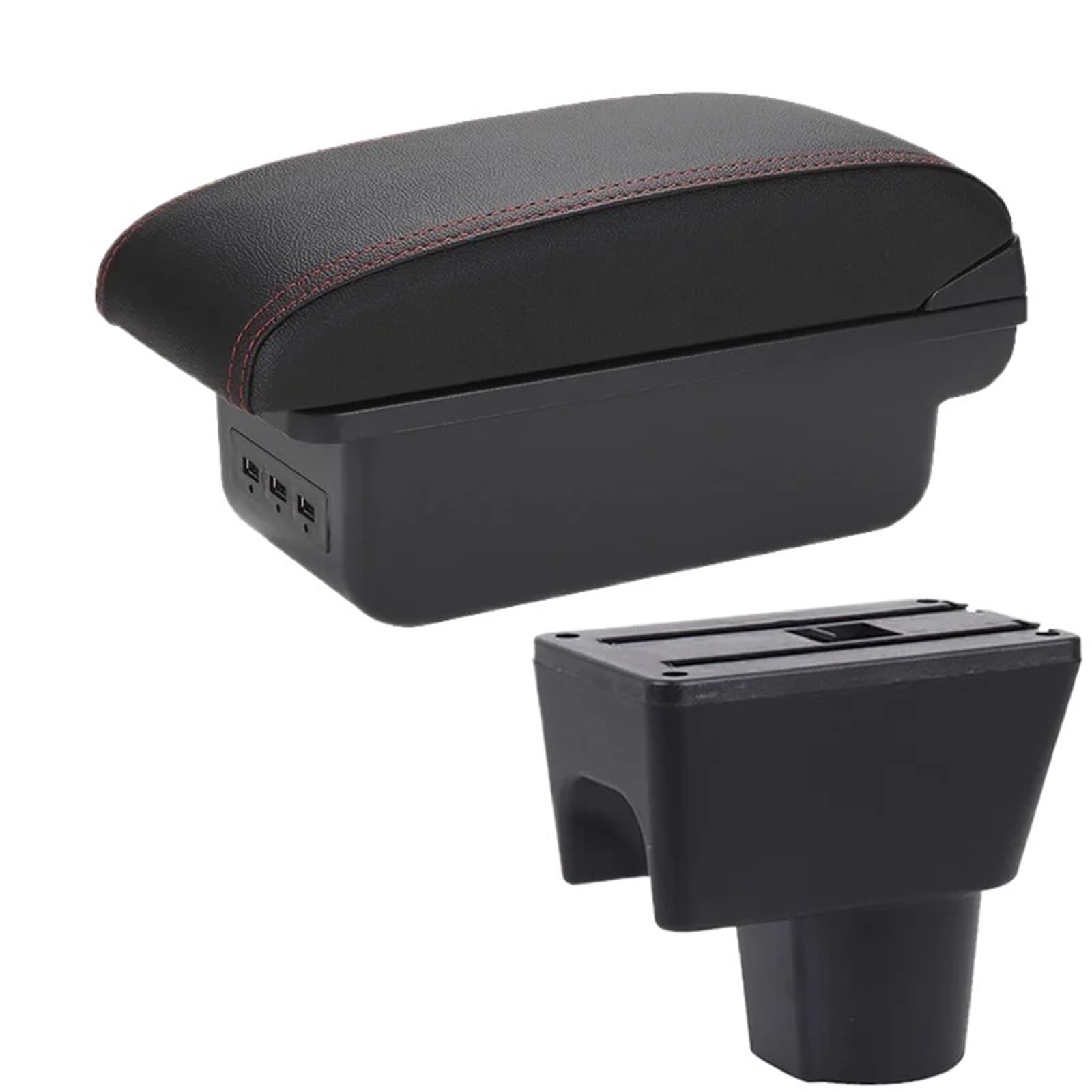 POZMNGTI Armrest Compartment Armrest Fit For Nissan Terrano 3 Renault Duster Oroch Car Armrest Box 2012-2018 Storage Box Parts Car Accessories(B1 Black red 3USB)