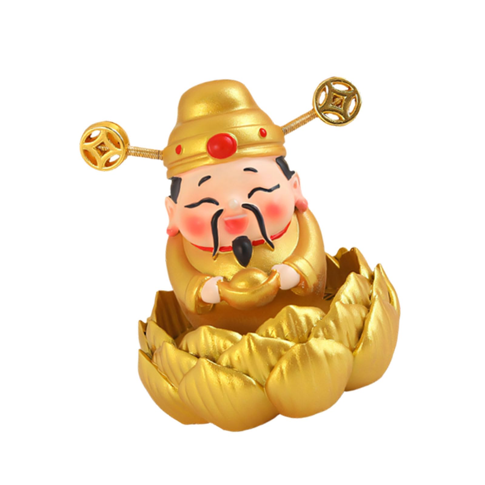 Whoasyst God of Wealth Statues God of Fortunes Caishen Figurines Sculptures Fengshui Ornament Collectibles Desktop Decorations Cai Shen Statues