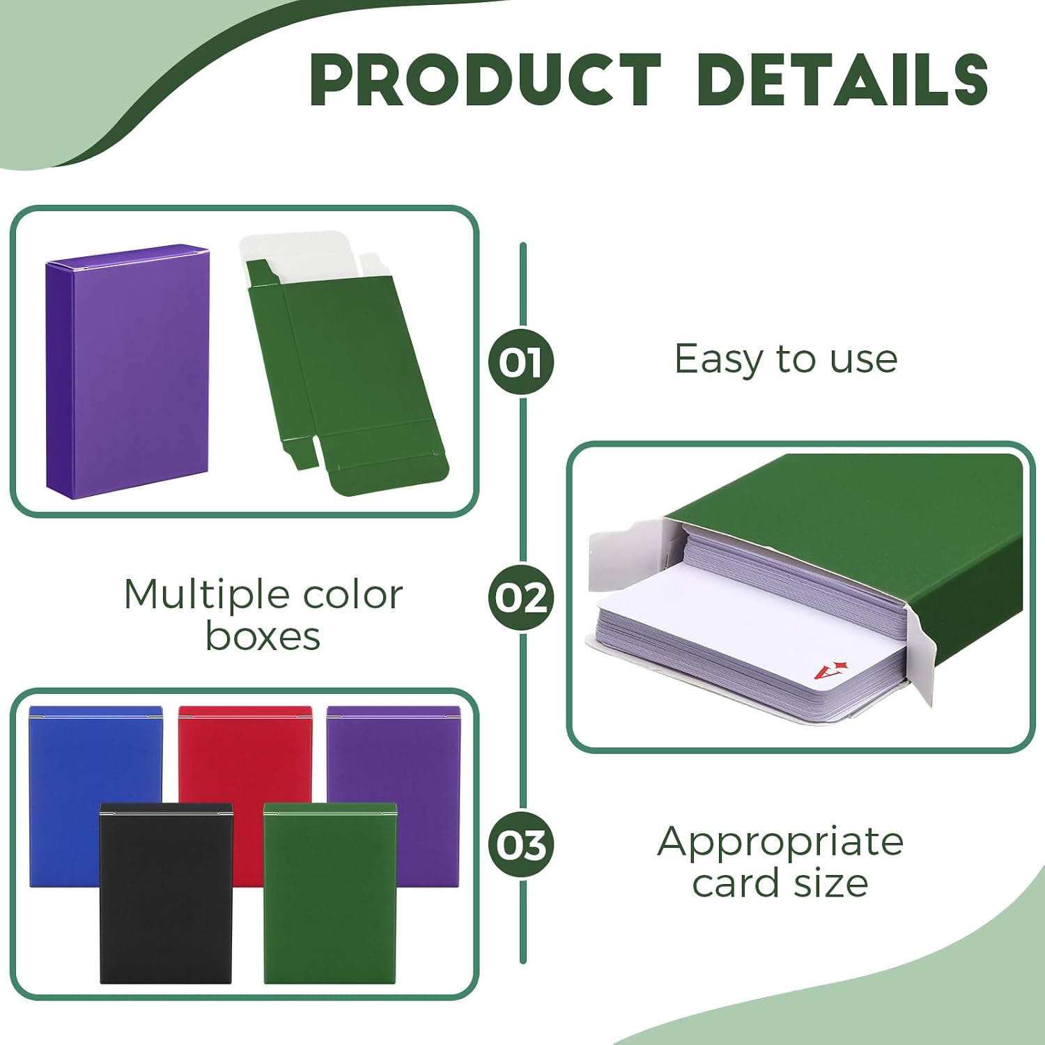 Jexine 50 Pcs Playing Card Box Empty Case Card Holder Bulk,Deep Color image 4
