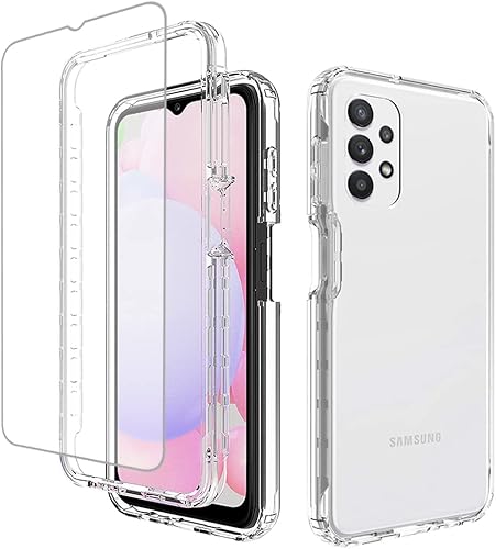 Funda compatible con Galaxy A13 4GA13 LTE 4G SM-A135F con protector de pantalla de vidrio templado, cuerpo completo, a prueba de golpes,