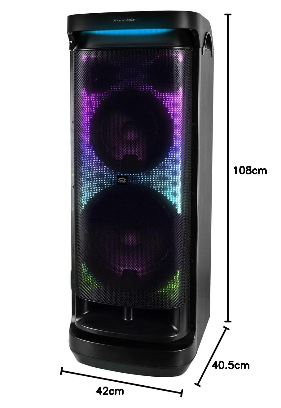 Trevi XFest XF 4400 DJ Speaker Wireless Potente 500W con Mixer Integrato, Altoparlante con Funzione Karaoke, USB, AUX-IN e Funzione TWS, Cassa Audio per Feste ed Eventi