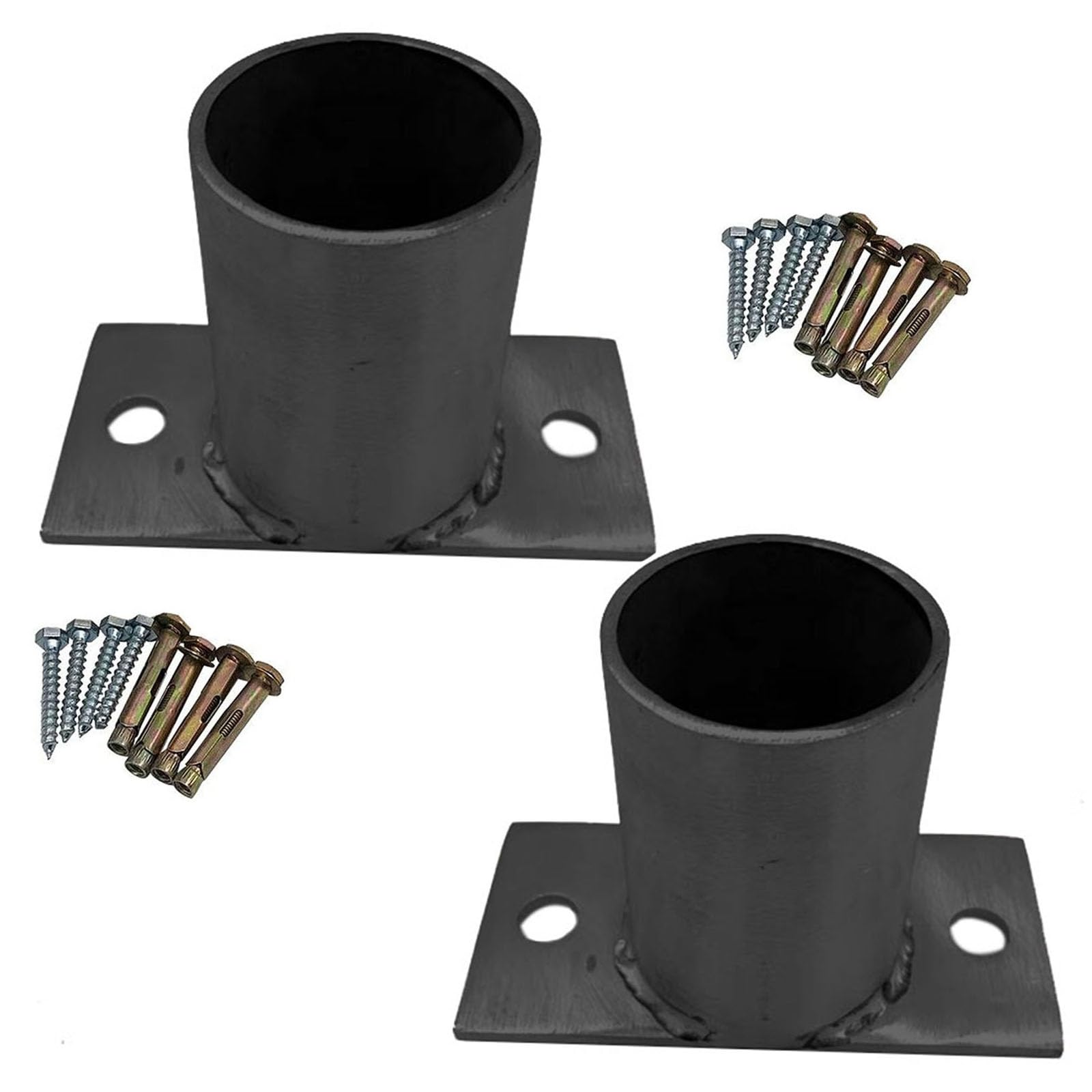 Base de Anclaje Circular para Soporte de Poste de terraza, 8 x 7 x 6 x 5 x 4 x 3 x 2 Pulgadas, Brida de Soporte para Poste de Cerca, atornillada, de Metal Negro, Soporte de Columna elevada i
