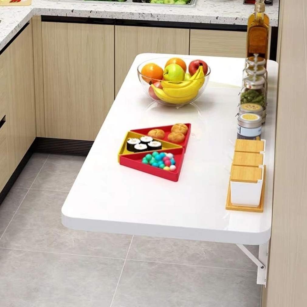 Wall Mounted Table Folding Workbench,Drop-Leaf Wall-Mounted Kitchen Dining Table Computer Table Desk Wall Table Study Table Double Support Side Table,with Accessories (100x40cm/39.5x15.5in)