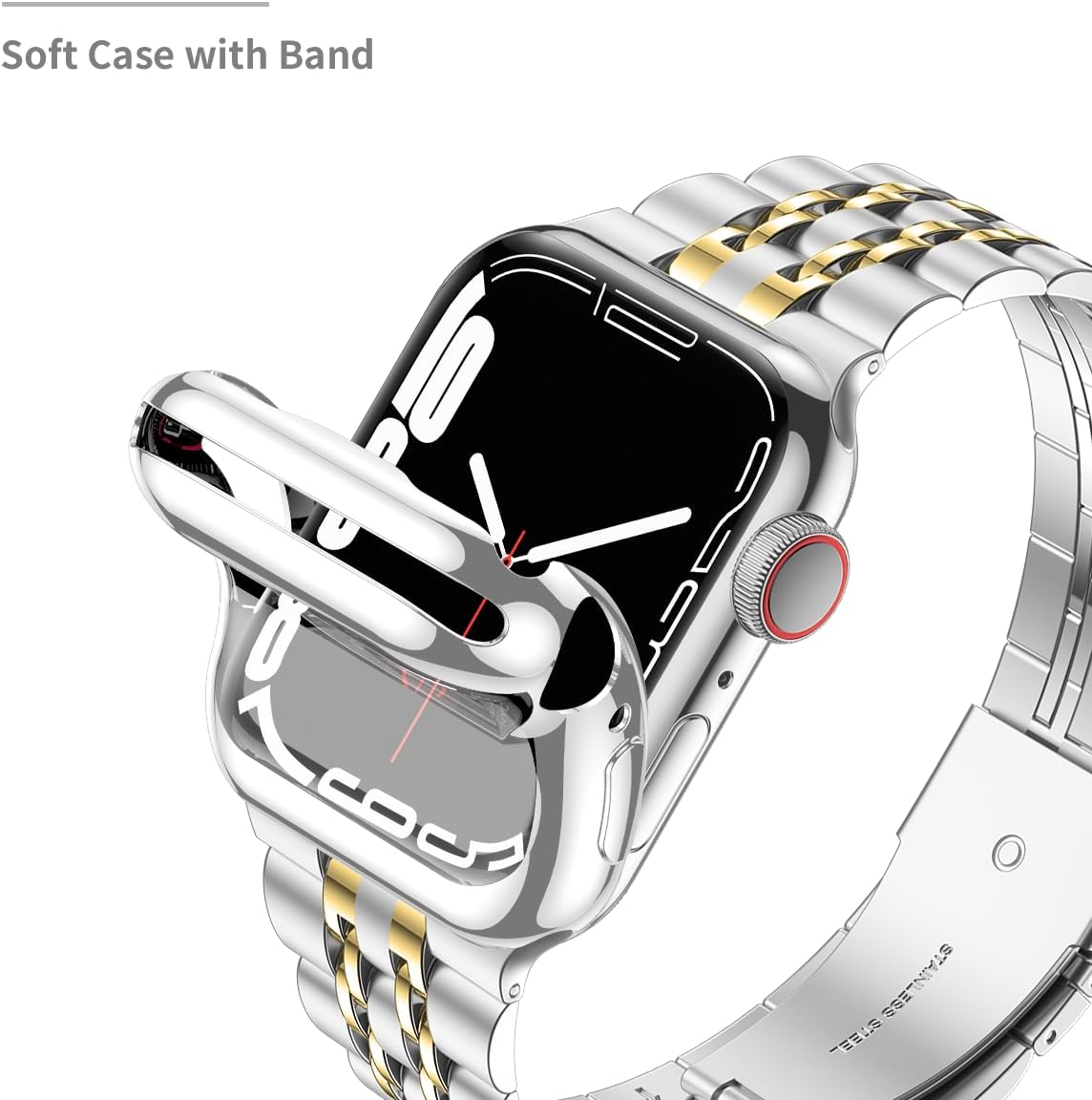 Wolait Compatible with Apple Watch Bands for Men 49mm 46mm 45mm 44mm 42mm 41mm 40mm 38mm,Stainless Steel Metal iWatch Bands with Screen Protector Case for Apple Watch Series11-1SE3/2/1,Ultra 3 2 1 - Image 4