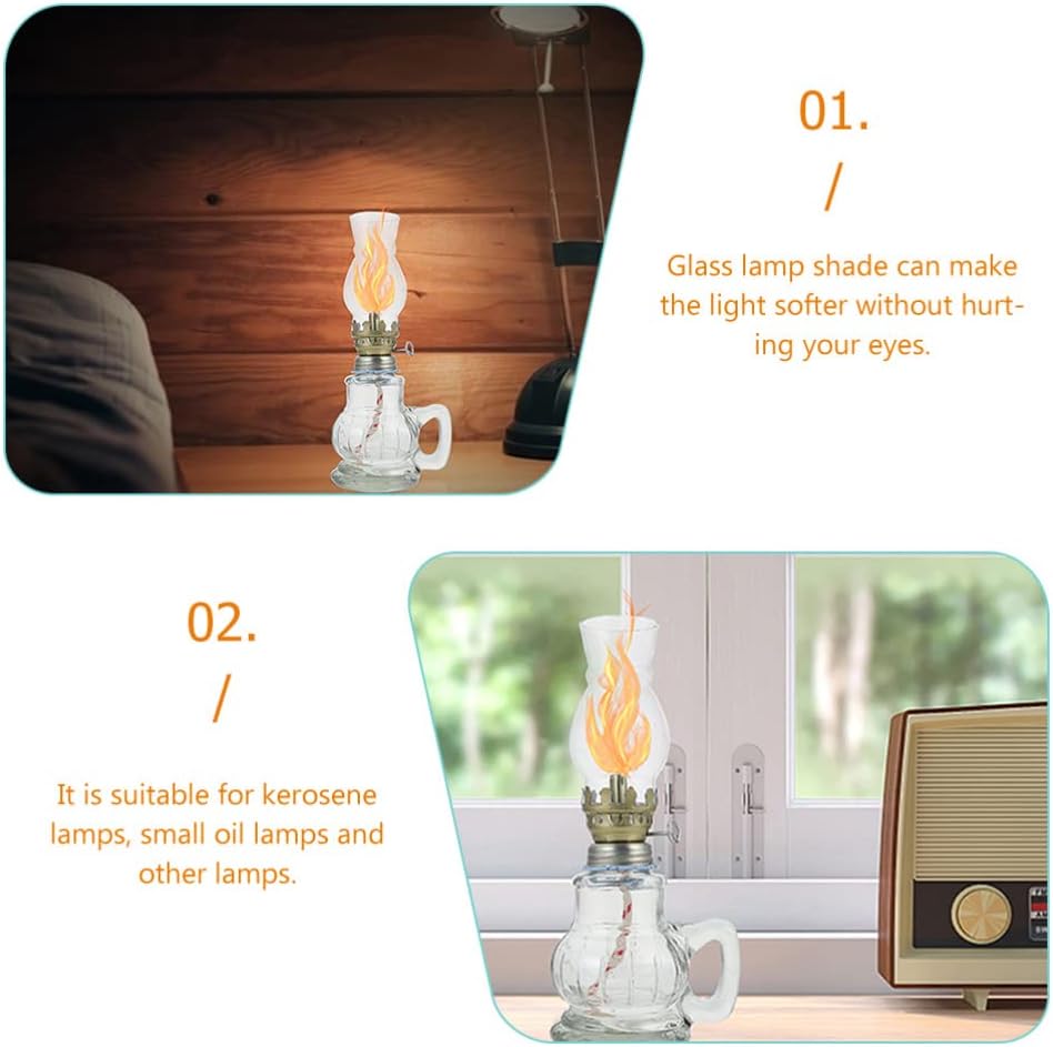 Housoutil Glass Chimney Replacement 6pcs Oil Lamp Clear Glass Shade Chimney Transparent Shade Windproof Lampshade for Vintage Oil Lantern Oil Kerosene Lamps Cover (8X3.3X3.3CM)